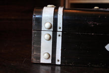 Load image into Gallery viewer, Antique Anglo-Indian Bone Inlaid Jewellery Box - Domed Dark Hardwood Casket - 19th Century
