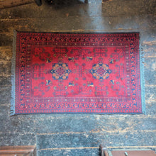 Load image into Gallery viewer, 2'7" x 4'1" Vintage Afghan Baluch Hand-Knotted Wool Rug – Red Tribal Rug – 78 x 124cm
