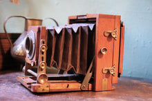 Load image into Gallery viewer, Antique c.1900 Mahogany Folding Plate Camera - Black Bellows - Early Photography Display Piece
