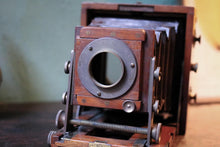 Load image into Gallery viewer, Antique c.1900 Mahogany Folding Plate Camera - Black Bellows - Early Photography Display Piece
