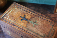 Load image into Gallery viewer, Victorian Mahogany Tea Caddy - Brass Inlay - Twin Lidded Compartments - c.1870
