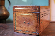 Load image into Gallery viewer, Victorian Mahogany Tea Caddy - Brass Inlay - Twin Lidded Compartments - c.1870
