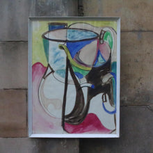 Load image into Gallery viewer, Large Vintage Abstract Mixed Media Painting - Colourful Modernist Original Artwork - Framed 81 x 61cm
