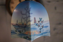Load image into Gallery viewer, 1930s Art Deco Chinoiserie Hand Painted Glass Pendant Light - Pagoda Landscape Shade
