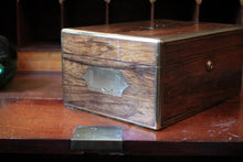 Load image into Gallery viewer, Antique Victorian Brass Bound Wooden Box – 19th Century Travel Box
