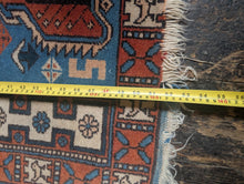 Load image into Gallery viewer, 4'5" x 2'6" Vintage Caucasian Azerbaijan Hand Knotted Wool Rug – Geometric Tribal – 135 x 77cm
