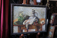 Load image into Gallery viewer, 1926 Signed Oil On Canvas Still Life – Game Bird Fruit &amp; Decanter – Antique Framed Painting
