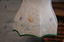 Load image into Gallery viewer, 1930s Art Deco Hand Painted Opaline Glass Pendant Light – Butterflies &amp; Flowers
