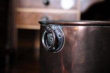 Load image into Gallery viewer, Antique Victorian Copper Jardiniere Planter – Neoclassical Ring Handles – Tinned Interior – c.1880
