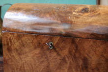 Load image into Gallery viewer, Victorian Figured Walnut Dome Top Tea Caddy – Twin Compartment Antique Caddy With Key
