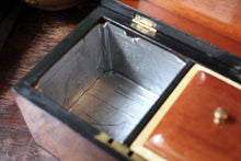 Load image into Gallery viewer, Victorian Figured Walnut Dome Top Tea Caddy – Twin Compartment Antique Caddy With Key
