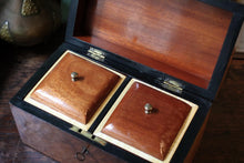 Load image into Gallery viewer, Victorian Figured Walnut Dome Top Tea Caddy – Twin Compartment Antique Caddy With Key

