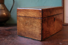 Load image into Gallery viewer, Victorian Burr Walnut Tea Caddy – Twin Compartment Antique Box – c.1860–1880
