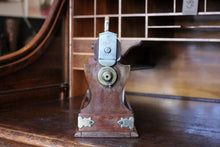 Load image into Gallery viewer, Antique Mahogany 3 Bottle Tantalus - Cut Glass Decanters - Silver Plated Fittings
