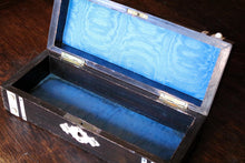 Load image into Gallery viewer, Antique Anglo-Indian Bone Inlaid Jewellery Box - Domed Dark Hardwood Casket - 19th Century
