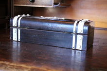 Load image into Gallery viewer, Antique Anglo-Indian Bone Inlaid Jewellery Box - Domed Dark Hardwood Casket - 19th Century

