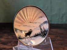 Load image into Gallery viewer, Vintage Aksel Holmsen Norne Norwegian 925S Sterling Silver Guilloché Enamel Miniature Dish - Reindeer Winter Scene
