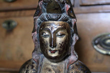 Load image into Gallery viewer, Antique Chinese Carved Wood Guanyin Figure – Gilt Polychrome Bodhisattva – 44cm
