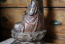 Load image into Gallery viewer, Antique Chinese Carved Wood Guanyin Figure – Gilt Polychrome Bodhisattva – 44cm
