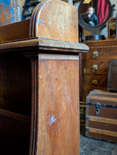 Load image into Gallery viewer, Antique Edwardian Mahogany Open Bookcase – Gallery Top – Shelves &amp; Drawer – c.1900
