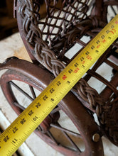 Load image into Gallery viewer, Antique Edwardian Doll Tricycle Rickshaw Toy – Wicker Seat – Folk Art c.1910
