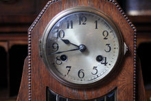 Load image into Gallery viewer, 1930s Art Deco Oak Chiming Mantel Clock - Working Mechanical Pendulum Clock
