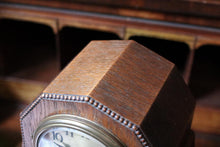 Load image into Gallery viewer, 1930s Art Deco Oak Chiming Mantel Clock - Working Mechanical Pendulum Clock
