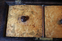 Load image into Gallery viewer, Victorian Mahogany Tea Caddy - Brass Inlay - Twin Lidded Compartments - c.1870
