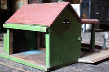 Load image into Gallery viewer, Vintage Wooden Toy Petrol Station - Scratch Built Folk Art Garage - Illuminated Sign C.1930s–40s
