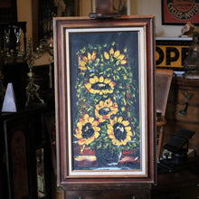 Load image into Gallery viewer, Signed Vintage Original Oil Painting - Large Impasto Sunflowers - Modernist Floral Still Life - Framed

