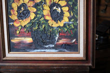 Load image into Gallery viewer, Signed Vintage Original Oil Painting - Large Impasto Sunflowers - Modernist Floral Still Life - Framed
