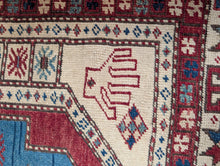 Load image into Gallery viewer, 3ft 10in x 4ft 10in Vintage Caucasian Kazak Prayer Rug - Fachralo - Hand Knotted Wool - 117 x 147cm
