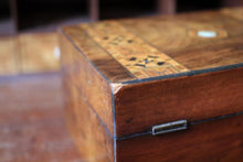 Load image into Gallery viewer, Victorian Tunbridge Ware Burr Walnut Parquetry Box – Mother of Pearl Inlay – c.1860
