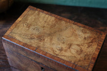 Load image into Gallery viewer, Victorian Burr Walnut Tea Caddy – Twin Compartment Antique Box – c.1860–1880
