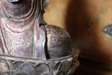 Load image into Gallery viewer, Antique Chinese Carved Wood Guanyin Figure – Gilt Polychrome Bodhisattva – 44cm
