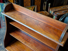 Load image into Gallery viewer, Antique Edwardian Mahogany Open Bookcase – Gallery Top – Shelves &amp; Drawer – c.1900
