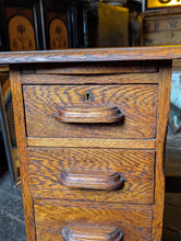 Load image into Gallery viewer, 1930s Oak Student’s Desk – Extending Drop Leaf Writing Desk – Four Drawer Compact Desk
