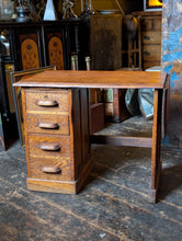 Load image into Gallery viewer, 1930s Oak Student’s Desk – Extending Drop Leaf Writing Desk – Four Drawer Compact Desk
