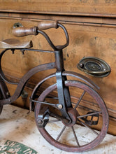 Load image into Gallery viewer, Antique Edwardian Doll Tricycle Rickshaw Toy – Wicker Seat – Folk Art c.1910
