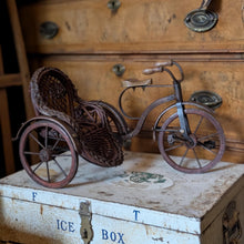 Load image into Gallery viewer, Antique Edwardian Doll Tricycle Rickshaw Toy – Wicker Seat – Folk Art c.1910
