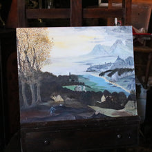 Load image into Gallery viewer, Vintage Naive Landscape Oil Painting - Mountain Village - Folk Art Original C.1970s - 50 x 41cm
