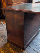 Load image into Gallery viewer, Large Vintage Twin Pedestal Desk – Partners Desk – Green Leather Writing Top – Industrial Office Desk
