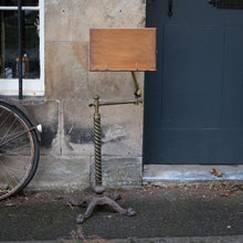 Load image into Gallery viewer, Antique Victorian Adjustable Reading Stand - Brass &amp; Cast Iron Lectern - Music Stand C.1890

