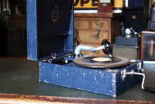 Load image into Gallery viewer, 1930s Rose Morris Viceroy Portable Gramophone - Blue Wind-Up 78 RPM Record Player - Working
