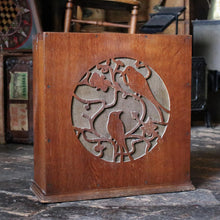 Load image into Gallery viewer, Vintage 1930s Wooden Extension Speaker - Bird &amp; Floral Fretwork - Art Deco Radio Loudspeaker
