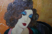 Load image into Gallery viewer, Vintage Manner of Itzchak Tarkay Oil on Board Painting– Woman With Flowers
