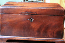 Load image into Gallery viewer, Antique Regency Mahogany Sarcophagus Tea Caddy - Three Compartment - Brass Handle C.1820
