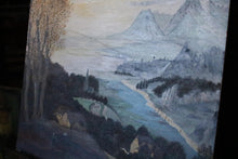 Load image into Gallery viewer, Vintage Naive Landscape Oil Painting - Mountain Village - Folk Art Original C.1970s - 50 x 41cm
