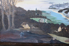 Load image into Gallery viewer, Vintage Naive Landscape Oil Painting - Mountain Village - Folk Art Original C.1970s - 50 x 41cm
