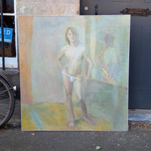 Load image into Gallery viewer, Maggie Greer Large Nude Oil Painting - Scottish Figurative Art - Mirror Interior C.1980s - 115 x 108cm
